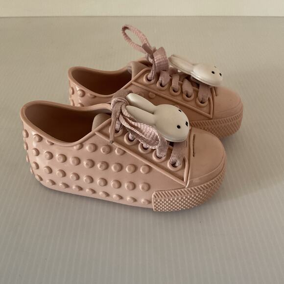 Mini Melissa x Miffy Pink Rubber Sneakers Toddler Size 7/8 Cute Bunny Lace Shoes - Picture 3 of 10